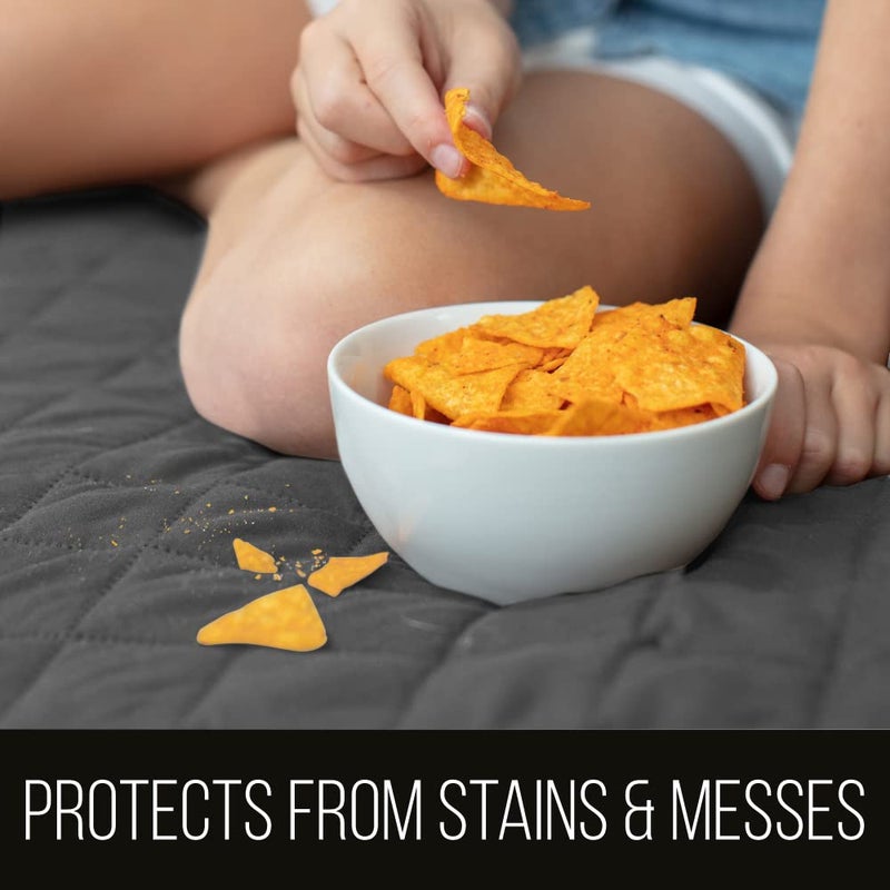 Sofa Shield غطاء أريكة محمي ببراءة اختراع، غطاء مقعد قابل للعكس مقاوم للبقع وتمزق الكلاب، مصمم في الولايات المتحدة، مقاس 30x30 بوصة، أغطية قابلة للغسل للكلاب والحيوانات الأليفة، لون كتان رمادي غامق - Image 2